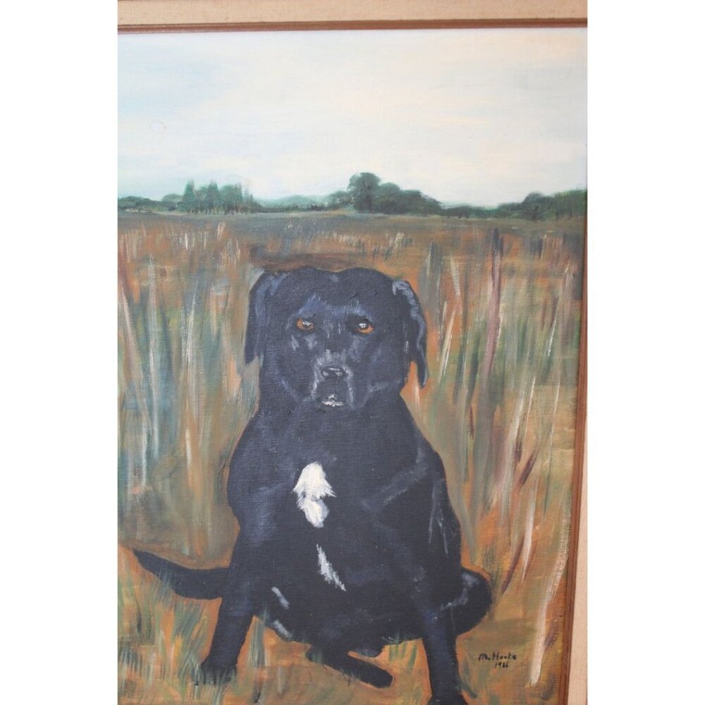 Original Vintage Dog Portrait Painting Signed Cottagecore Hunting Animal - Picture 5 of 11